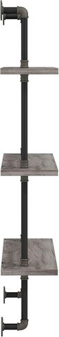 24/7 Shop at Home Citadel Industrial Metal 3 Tiers Decorative Wall-Mounted Shelf for Bathroom, Kitchen, Living Room, Bedroom, Home Office, Laundry Room, Entryway, Vintage Gray Oak in Saudi Arabia