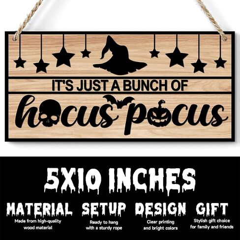 Horror Halloween Welcome Sign for Front Door, Magic Witch Halloween Party Decorations for All Seasons Scary Porch Decor, Wooden Hanging Gifts for Farmhouse Home Bathroom Kitchen Wall Art -A22 in Saudi Arabia