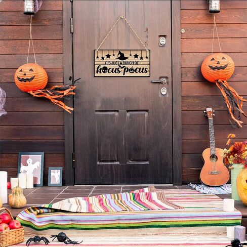 Horror Halloween Welcome Sign for Front Door, Magic Witch Halloween Party Decorations for All Seasons Scary Porch Decor, Wooden Hanging Gifts for Farmhouse Home Bathroom Kitchen Wall Art -A22 in Saudi Arabia
