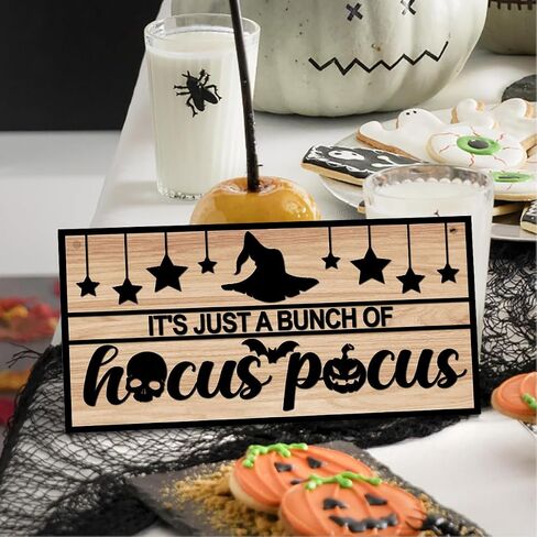 Horror Halloween Welcome Sign for Front Door, Magic Witch Halloween Party Decorations for All Seasons Scary Porch Decor, Wooden Hanging Gifts for Farmhouse Home Bathroom Kitchen Wall Art -A22 in Saudi Arabia