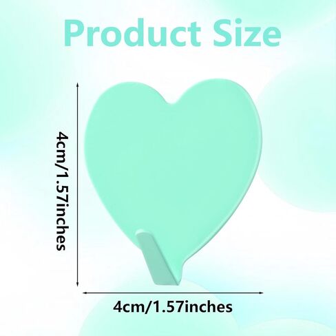 6 Pack Heart Shaped Adhesive Hooks Decorative Hanging Wall Hook Stainless Steel Sticky Hangers Cute Heavy Duty Hooks Without Nails for Keys Towel Home Kitchen Bathroom Office Classroom in Saudi Arabia