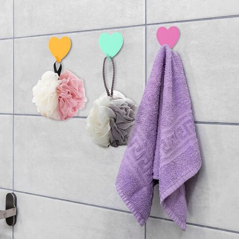 6 Pack Heart Shaped Adhesive Hooks Decorative Hanging Wall Hook Stainless Steel Sticky Hangers Cute Heavy Duty Hooks Without Nails for Keys Towel Home Kitchen Bathroom Office Classroom in Saudi Arabia