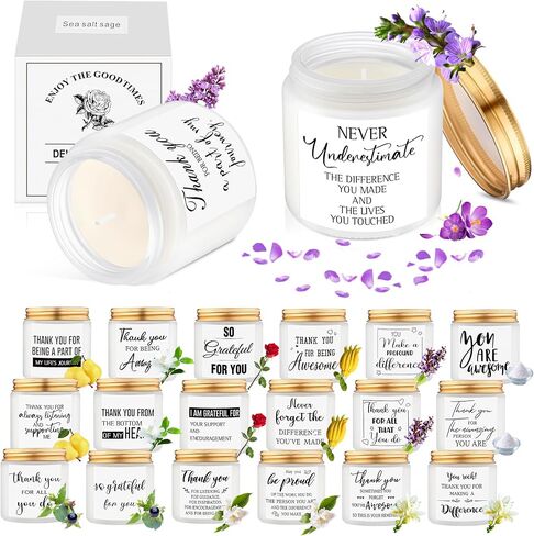 MTLEE 20 Pcs Thank You Gifts Candles 3.5 oz Employee Appreciation Inspirational Scented Soy Wax Candle Thank You Gift Jar Candle for Coworker Women Nurse Volunteer Teacher(Classic,Brown) in Saudi Arabia