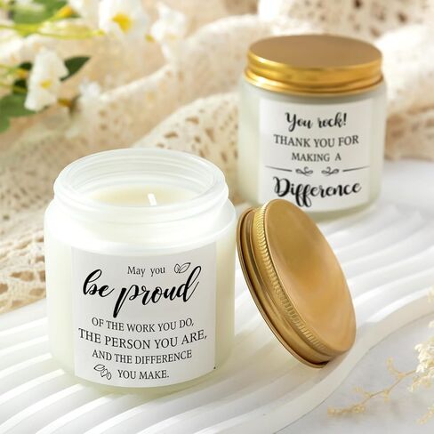 MTLEE 20 Pcs Thank You Gifts Candles 3.5 oz Employee Appreciation Inspirational Scented Soy Wax Candle Thank You Gift Jar Candle for Coworker Women Nurse Volunteer Teacher(Classic,Brown) in Saudi Arabia