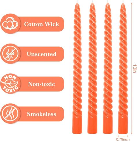 Whaline 8Pcs 10 Inch Sahara Beige Spiral Taper Candles Dripless Twisted Wax Candles Long Unscented Candlesticks for Wedding Holiday Celebration Home Party Dining Table Supplies in Saudi Arabia