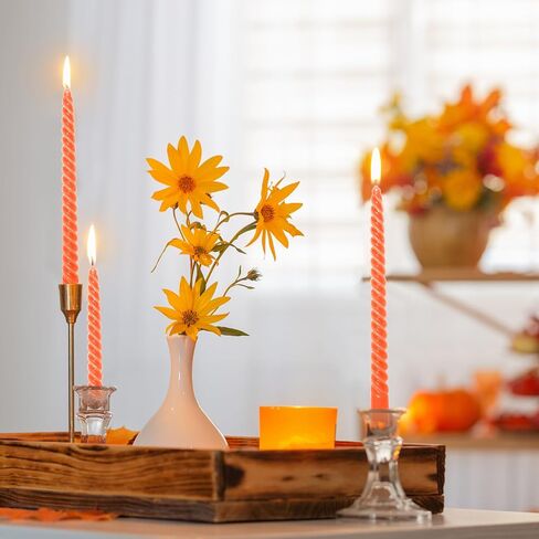 Whaline 8Pcs 10 Inch Sahara Beige Spiral Taper Candles Dripless Twisted Wax Candles Long Unscented Candlesticks for Wedding Holiday Celebration Home Party Dining Table Supplies in Saudi Arabia