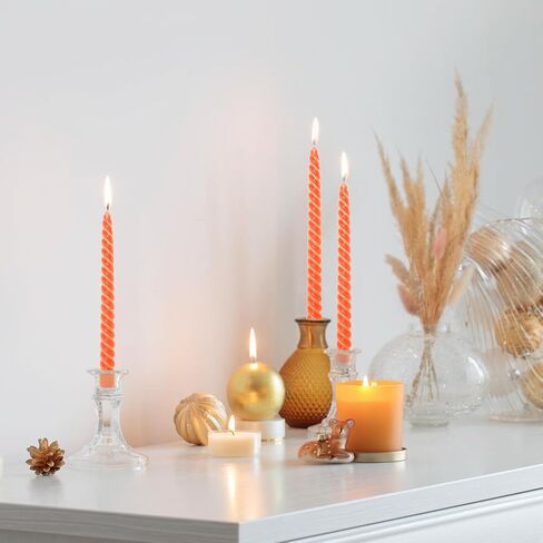 Whaline 8Pcs 10 Inch Sahara Beige Spiral Taper Candles Dripless Twisted Wax Candles Long Unscented Candlesticks for Wedding Holiday Celebration Home Party Dining Table Supplies in Saudi Arabia