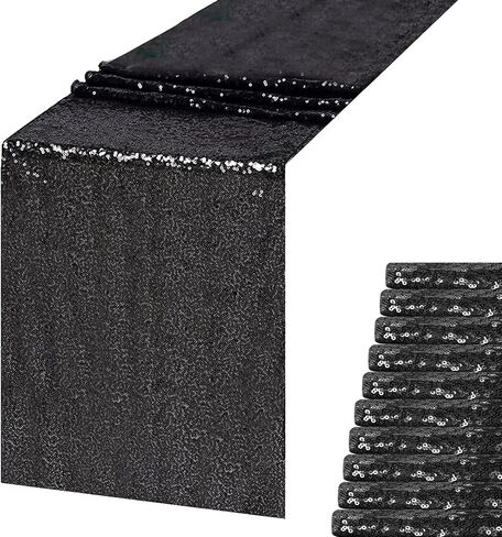 12 Pack Champagne Gold Sequin Table Runners, 12x108 inch Sparkle Metallic Sequin Table Linens Runner Party Decor Glitter Party Supplies Fabric for Baby Shower Holiday Celebration in Saudi Arabia