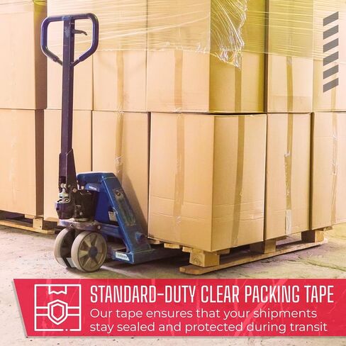 3" x 110 Yards Clear Packing Tape, 2.0 Mil Thick, Pack of 6 Rolls - Standard-Duty Carton Sealing Tape Refill Rolls with Superior Adhesion for Packaging, Moving, or Shipping Boxes in Saudi Arabia