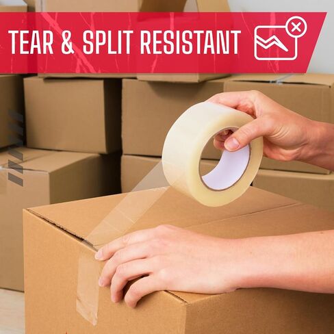 3" x 110 Yards Clear Packing Tape, 2.0 Mil Thick, Pack of 6 Rolls - Standard-Duty Carton Sealing Tape Refill Rolls with Superior Adhesion for Packaging, Moving, or Shipping Boxes in Saudi Arabia
