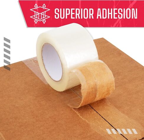 3" x 110 Yards Clear Packing Tape, 2.0 Mil Thick, Pack of 6 Rolls - Standard-Duty Carton Sealing Tape Refill Rolls with Superior Adhesion for Packaging, Moving, or Shipping Boxes in Saudi Arabia