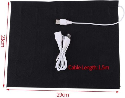 وسادة التدفئة، 5 فولت USB قابلة للغسل من ألياف الكربون الكهربائية الكبيرة جدًا لتدفئة الرقبة والظهر والمعدة والعمود الفقري القطني، أسود in Saudi Arabia