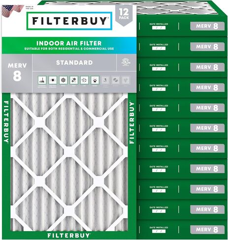 Filterbuy 20x30x2 Air Filter MERV 8 Dust Defense (12-Pack), Pleated HVAC AC Furnace Air Filters Replacement (Actual Size: 19.75 x 29.75 x 1.75 Inches) in Saudi Arabia