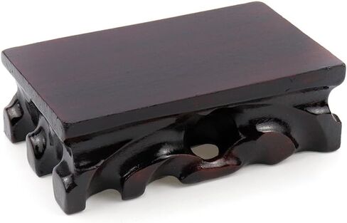 قاعدة عرض خشبية مقاس 5.39 بوصة × 3.15 بوصة مستطيلة من خشب الورد مزهرية عرض حامل قاعدة على الطراز الشرقي لتزيين المنزل لأباريق الشاي ومصابيح الطاولة والمزهرية in Kuwait