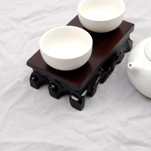 قاعدة عرض خشبية مقاس 5.39 بوصة × 3.15 بوصة مستطيلة من خشب الورد مزهرية عرض حامل قاعدة على الطراز الشرقي لتزيين المنزل لأباريق الشاي ومصابيح الطاولة والمزهرية in Kuwait