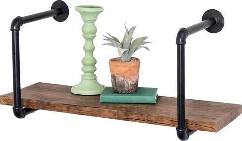 قوس رف الأنابيب الصناعية من Honey-Can-Do، رف عائم مثبت على الحائط بطبقة واحدة، رف كتب خشبي DIY، أرفف تخزين لغرفة المعيشة، غرفة النوم، رفوف حمام المزرعة in Kuwait