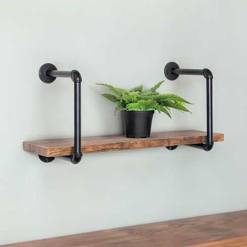 قوس رف الأنابيب الصناعية من Honey-Can-Do، رف عائم مثبت على الحائط بطبقة واحدة، رف كتب خشبي DIY، أرفف تخزين لغرفة المعيشة، غرفة النوم، رفوف حمام المزرعة in Kuwait