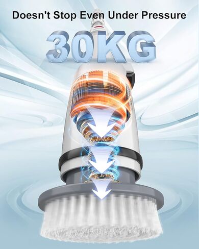 جهاز تنظيف كهربائي دوار مع 5 رؤوس فرشاة تنظيف قابلة للاستبدال، جهاز تنظيف لاسلكي بزاوية 360 درجة للحمام والحوض والبلاط والأرضيات والسيارة - ذراع تمديد قابل للتعديل للمناطق التي يصعب الوصول إليها in Kuwait