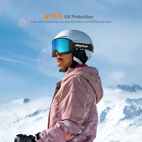 Ski Goggles Lenses are Produced by Carl Zeiss Vision Sunlens Snowboard Goggles with Interchangeable Magnetic Lens OTG Anti Fog Ski Glasses with UV400 Protection - Blue in Saudi Arabia