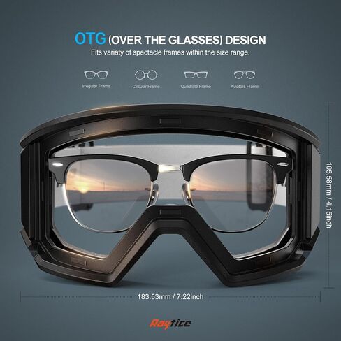 Ski Goggles Lenses are Produced by Carl Zeiss Vision Sunlens Snowboard Goggles with Interchangeable Magnetic Lens OTG Anti Fog Ski Glasses with UV400 Protection - Blue in Saudi Arabia
