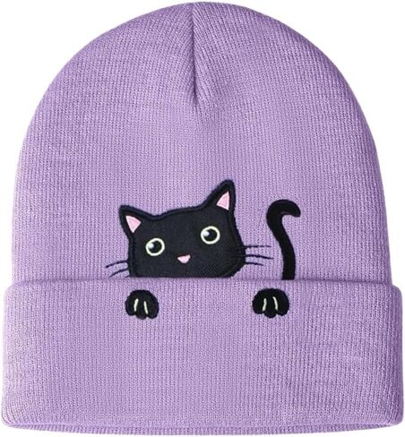 Cat Beanie for Cute Cat Lover Gifts Animal Knitted Hats Anime Hat for Women Girls in Saudi Arabia