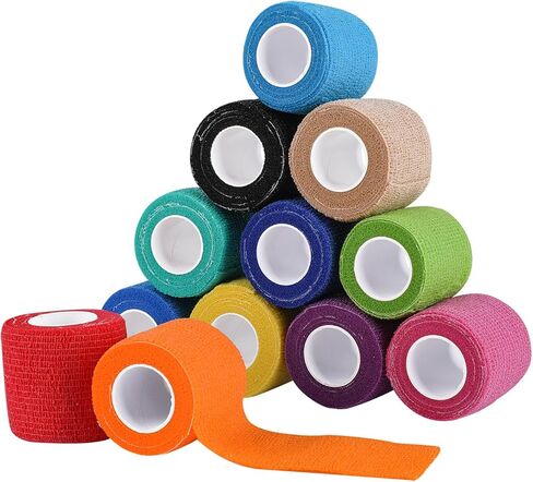Self Adhesive Bandage Wrap, 2" * 5 Yards Cohesive Elastic Bandage Wrap, Vet Wrap, Wrist Wrap, Self Sticking Bandages Wrap for First Aid Sports Tattoo (6 Count Colorful (Pack of 1), 2 inch * 5 Yards) in Kuwait