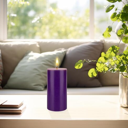 Mega Candles 1 pc Unscented Purple Round Pillar Candle, Hand Poured Premium Wax Candles 3 Inch x 6 Inch, Home Décor, Wedding Receptions, Baby Showers, Birthdays, Celebrations, Party Favors & More in Saudi Arabia