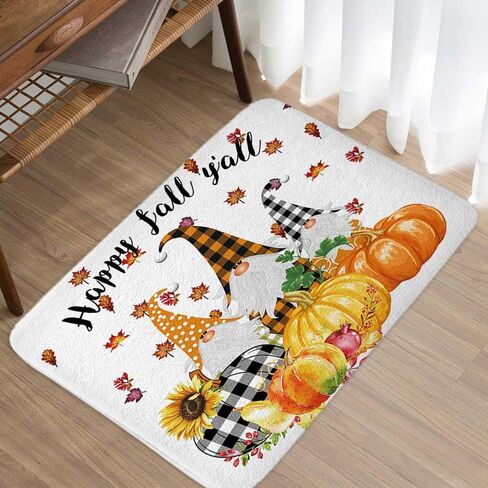 Fall Bath Mat for Bathroom, Autumn Sunflower Pumpkin Gnome Design Thanksgiving Shower Rugs, Maple Tree Leaves Farmhouse Home Decor Bathroom Rugs, 17 x 29 Inches in Saudi Arabia