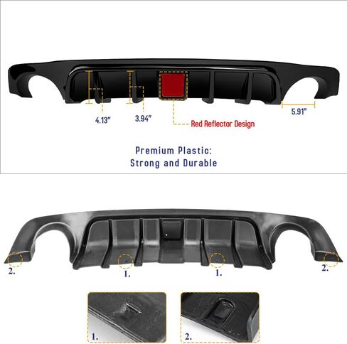ناشر المصد الخلفي متوافق مع ناشر إنفينيتي Q50 موديل 2018-2024 (LCI)، طباعة من ألياف الكربون مع عاكس أحمر in Kuwait