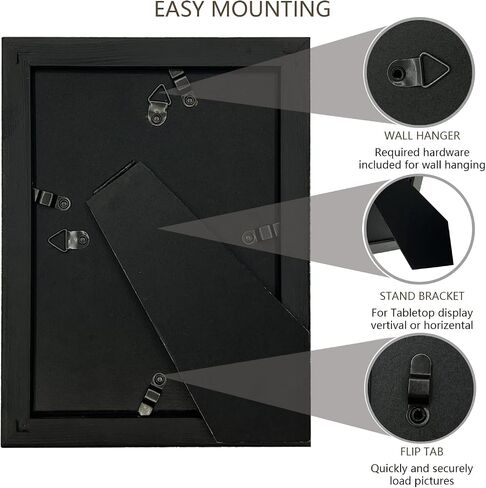 4x6 Black Picture Frames, Solid Wood Frame With Real Glass, Distressed Farmhouse Rustic Photo Frames for Gallery Wall Mounting or Tabletop Display in Saudi Arabia
