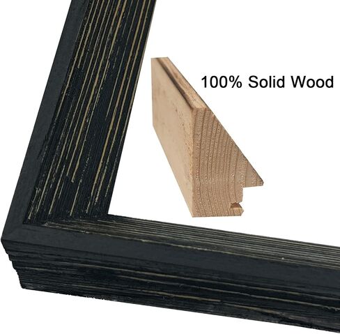 4x6 Black Picture Frames, Solid Wood Frame With Real Glass, Distressed Farmhouse Rustic Photo Frames for Gallery Wall Mounting or Tabletop Display in Saudi Arabia