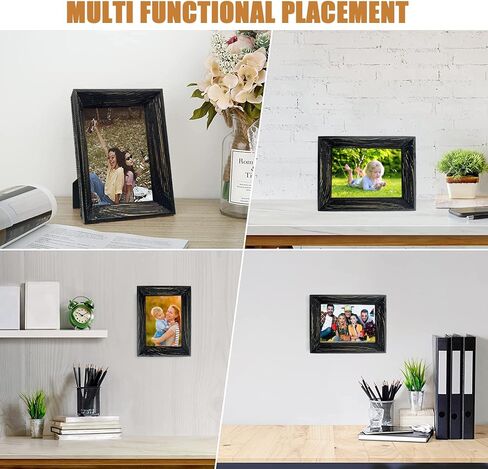 4x6 Black Picture Frames, Solid Wood Frame With Real Glass, Distressed Farmhouse Rustic Photo Frames for Gallery Wall Mounting or Tabletop Display in Saudi Arabia