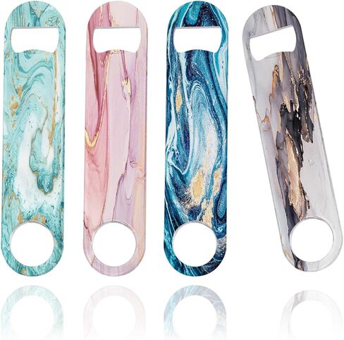 فتاحات زجاجات البيرة، فتاحات مسطحة من الفولاذ المقاوم للصدأ شديدة التحمل، فتاحات قوية ومتينة مثالية للمطبخ والمطاعم والحفلات - 4 قطع (العلم الأمريكي العتيق) in Kuwait