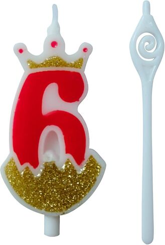 Red 6 Birthday Number Candle, Large Birthday Candles 3D Number Candles for Birthday Cakes with Crown Decor Cake Topper Candle for Wedding Valentine Anniversary Festival Party in Saudi Arabia
