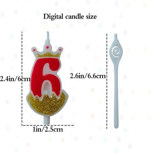 Red 6 Birthday Number Candle, Large Birthday Candles 3D Number Candles for Birthday Cakes with Crown Decor Cake Topper Candle for Wedding Valentine Anniversary Festival Party in Saudi Arabia