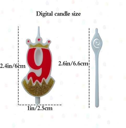 Red 6 Birthday Number Candle, Large Birthday Candles 3D Number Candles for Birthday Cakes with Crown Decor Cake Topper Candle for Wedding Valentine Anniversary Festival Party in Saudi Arabia
