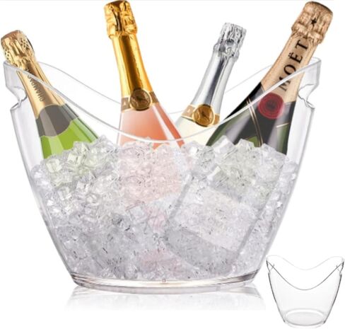 Large Acrylic Plastic Ice Tub Bucket for Parties, 4L Drink Bin, Clear Champagne Bucket, Mimosa Bar Supplies, Wine or Champagne bottles on ice. Wine Bucket Chiller for Parties, Party Beverage Tub. in Saudi Arabia