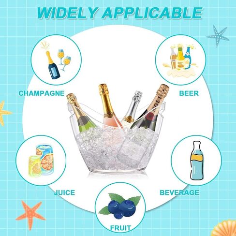 Large Acrylic Plastic Ice Tub Bucket for Parties, 4L Drink Bin, Clear Champagne Bucket, Mimosa Bar Supplies, Wine or Champagne bottles on ice. Wine Bucket Chiller for Parties, Party Beverage Tub. in Saudi Arabia