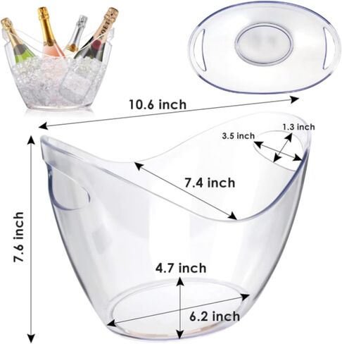 Large Acrylic Plastic Ice Tub Bucket for Parties, 4L Drink Bin, Clear Champagne Bucket, Mimosa Bar Supplies, Wine or Champagne bottles on ice. Wine Bucket Chiller for Parties, Party Beverage Tub. in Saudi Arabia