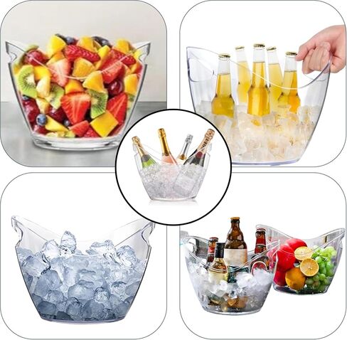 Large Acrylic Plastic Ice Tub Bucket for Parties, 4L Drink Bin, Clear Champagne Bucket, Mimosa Bar Supplies, Wine or Champagne bottles on ice. Wine Bucket Chiller for Parties, Party Beverage Tub. in Saudi Arabia