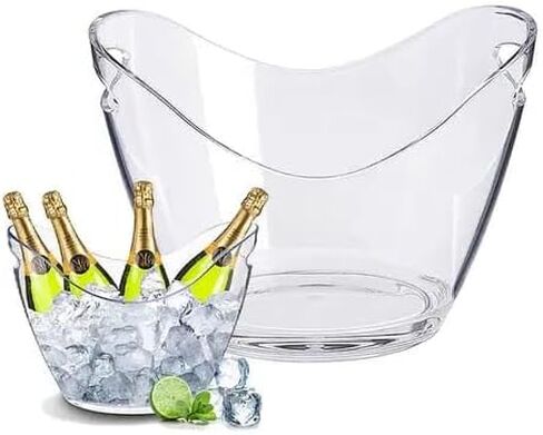 Large Acrylic Plastic Ice Tub Bucket for Parties, 4L Drink Bin, Clear Champagne Bucket, Mimosa Bar Supplies, Wine or Champagne bottles on ice. Wine Bucket Chiller for Parties, Party Beverage Tub. in Saudi Arabia