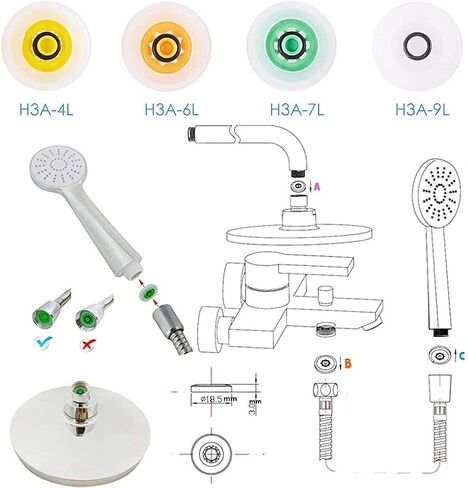 4PCS Multicolor Shower Flow Reducer Limiter Set, Shower Head Flow Restrictor, Shower Flow Restrictor, Shower Head Water Saver, Flow Regulators, Shower Adapter Set Bathtub and Shower Diverter Valves in Saudi Arabia