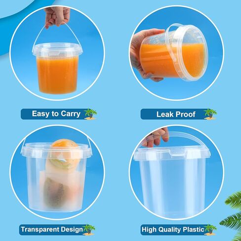 10 قطع من دلاء الآيس كريم سعة 1 لتر/34 أونصة مع أغطية ومقابض، دلاء رم الكوكتيل، دلاء باكاردي مع 147 ملصقًا، 20 قطعة من القش، 10 دلاء للمشروبات الرياضية مع أغطية وقش، حوض بلاستيكي شفاف للحفلات in Kuwait