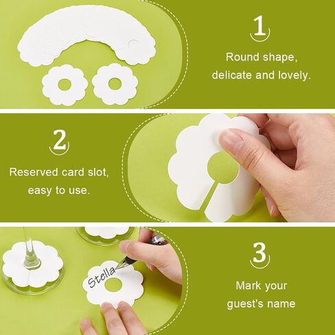 FINGERINSPIRE 150 Pcs Paper Wine Glass Markers 2.8" Blank Flower Stemware Drink Name Tags BurlyWood/White Color Disposable Wine Tag Drink Charm DIY Identification Marker for Wine Glass Champagne in Saudi Arabia
