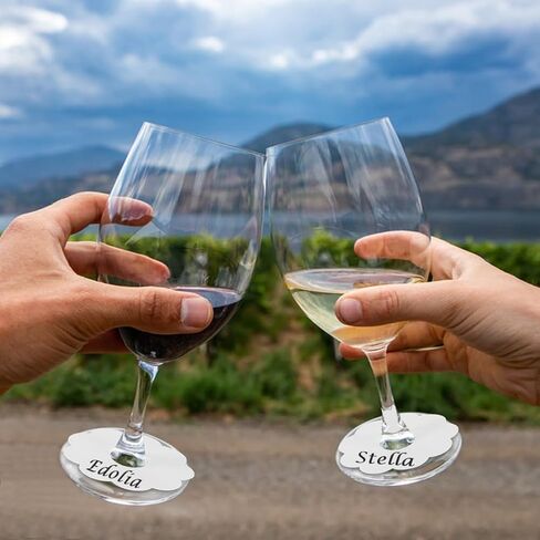 FINGERINSPIRE 150 Pcs Paper Wine Glass Markers 2.8" Blank Flower Stemware Drink Name Tags BurlyWood/White Color Disposable Wine Tag Drink Charm DIY Identification Marker for Wine Glass Champagne in Saudi Arabia