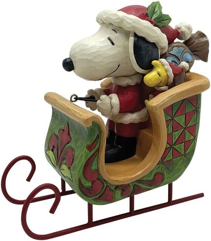 تمثال Enesco Peanuts من Jim Shore Santa Snoopy and Woodstock in Sleigh - تماثيل صغيرة مرسومة يدويًا من الراتنج قابلة للتجميع، تمثال رف ديكور المنزل لعيد الميلاد من Peanuts Snoopy، 4.92 بوصة، متعدد الألوان in Saudi Arabia
