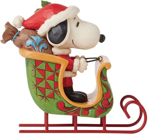 تمثال Enesco Peanuts من Jim Shore Santa Snoopy and Woodstock in Sleigh - تماثيل صغيرة مرسومة يدويًا من الراتنج قابلة للتجميع، تمثال رف ديكور المنزل لعيد الميلاد من Peanuts Snoopy، 4.92 بوصة، متعدد الألوان in Saudi Arabia