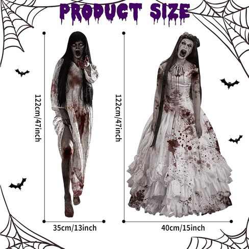 Halloween Decorations Scary Female Ghost Bride Ghost Large Wall Decals Spooky Creepy Decoration Eye-Catching Halloween Celebrations for Wall Door Haunted House Halloween Party Indoor Outdoor Supplies in Saudi Arabia