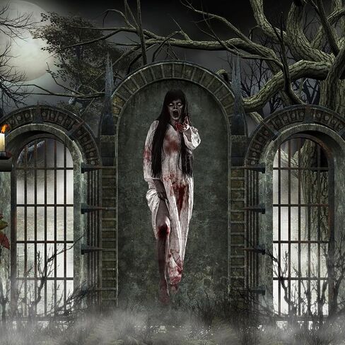 Halloween Decorations Scary Female Ghost Bride Ghost Large Wall Decals Spooky Creepy Decoration Eye-Catching Halloween Celebrations for Wall Door Haunted House Halloween Party Indoor Outdoor Supplies in Saudi Arabia