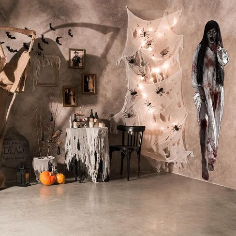 Halloween Decorations Scary Female Ghost Bride Ghost Large Wall Decals Spooky Creepy Decoration Eye-Catching Halloween Celebrations for Wall Door Haunted House Halloween Party Indoor Outdoor Supplies in Saudi Arabia